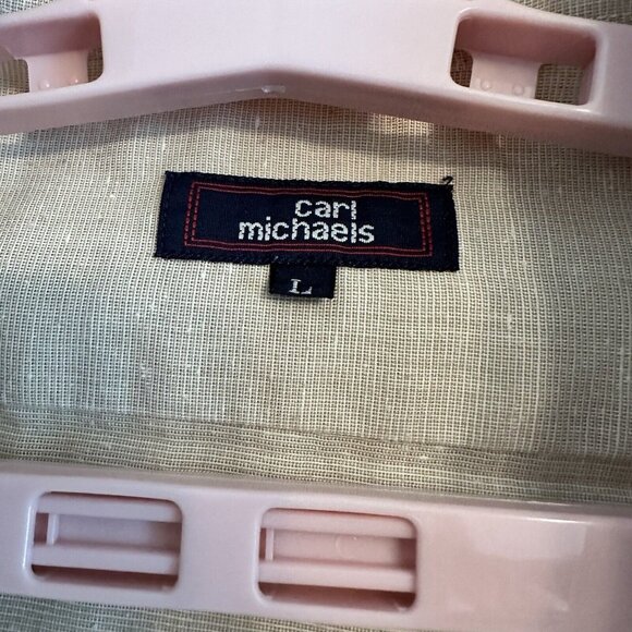 Carl Michaels Tan Short Sleeve Men's 2 Pocket Shirt SZ Large Vintage - Picture 7 of 8